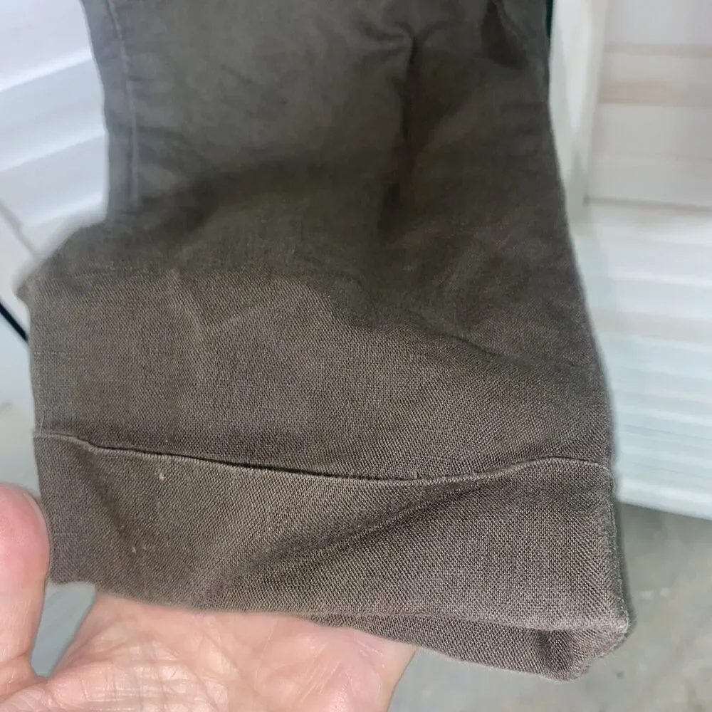 Banana Republic Linen Crop Tapered Leg Pants Size 2 Olive Green New Moss